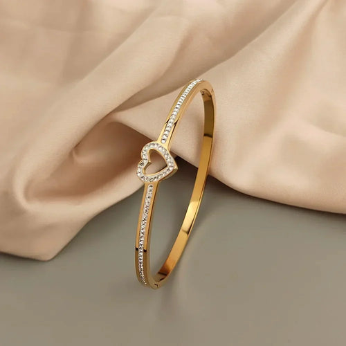 Chic Bangle Bracelets With Heart-Shaped Charms