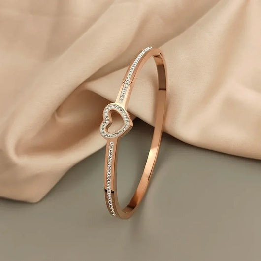 Chic Bangle Bracelets With Heart-Shaped Charms