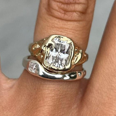 Set Of Shiny Layered Gold And Silver Rings