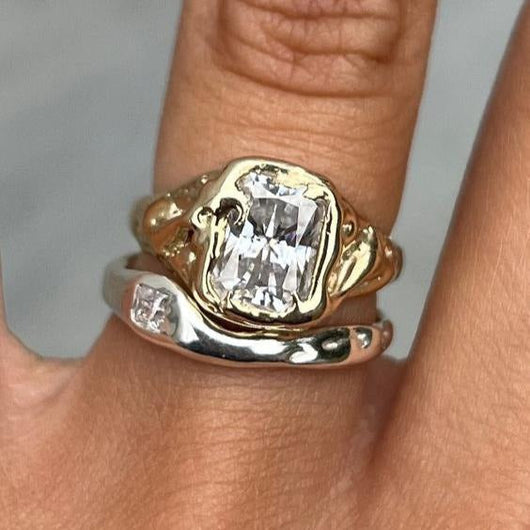Set Of Shiny Layered Gold And Silver Rings