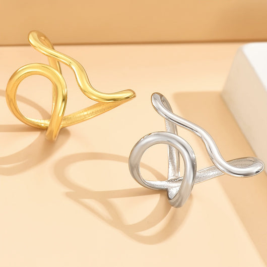 Chic Asymmetric Wave Ring