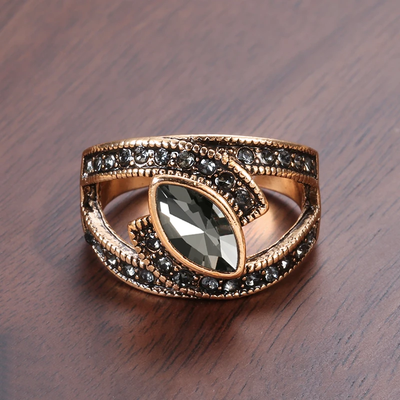 Ring With Black Crystal