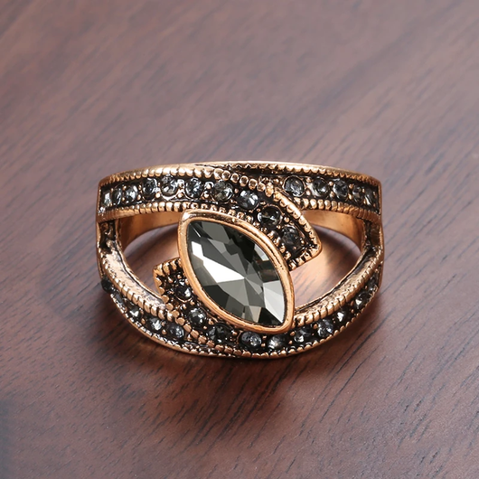 Ring With Black Crystal