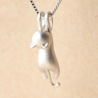 Playful Kitten Necklace In Sterling Silver 925